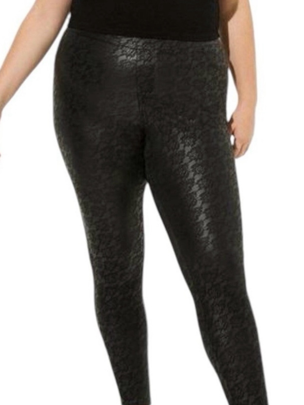 torrid Black Lace-Texture Plus Size Leggings